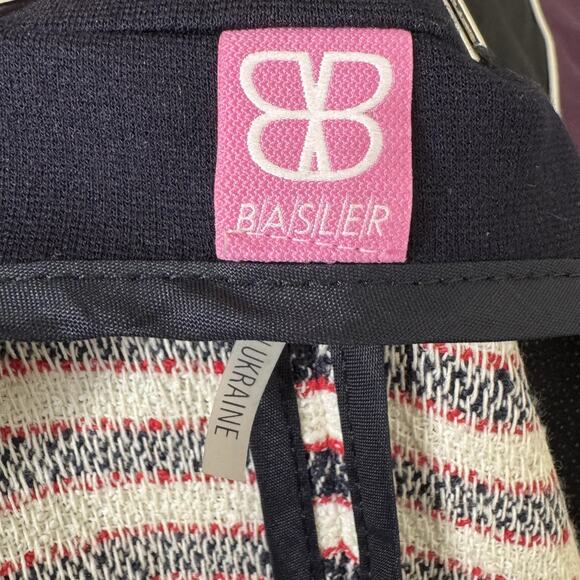 Basler Jacket Womens 18 Navy Red White Striped Zip Front Pockets Blazer Nautical - Picture 8 of 12